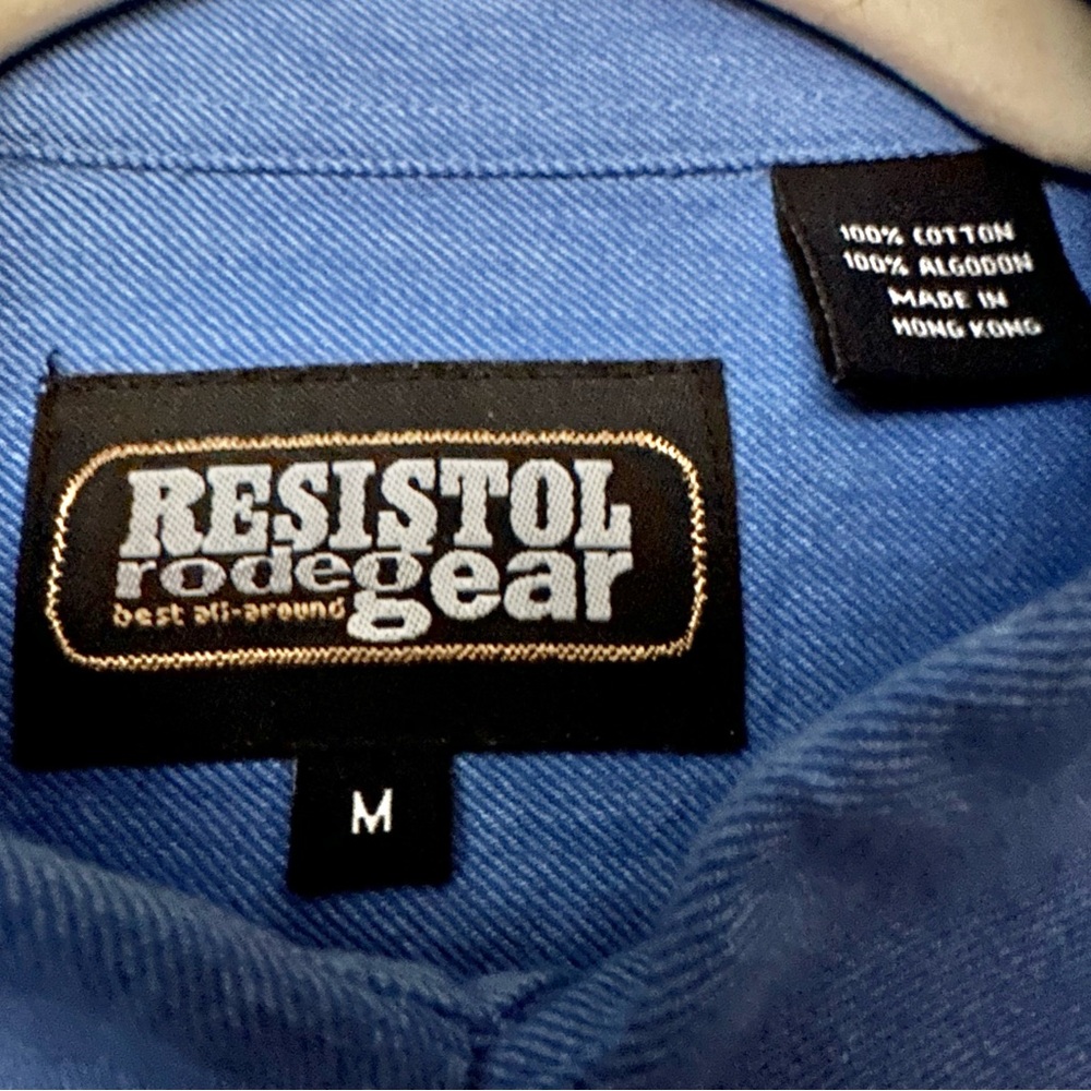 RESISTOL Rodeo Gear 100% Cotton Denim Button Dpwn Shirt - Picture 4 of 5